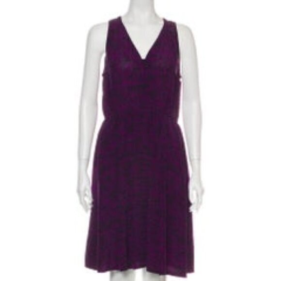 Rebecca Taylor 100% Silk Purple & Black Dress Sz 4 - Picture 1 of 8